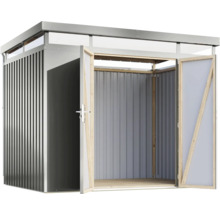 Metall Gerätehaus mit geöffneten Türen