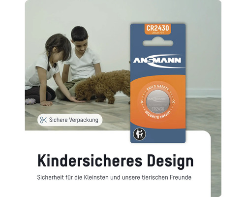Ansmann CR2430 Lithium 3V Batterie in kindersicherer Verpackung