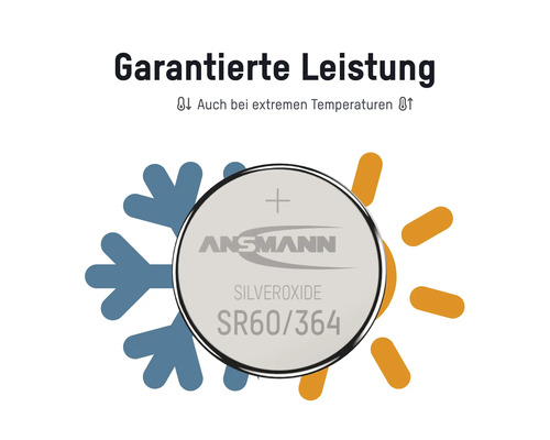 Ansmann Silberoxid Knopfzelle SR60/364 für Temperaturen unter Null und über Null