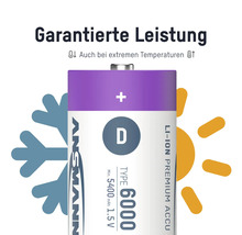 Ansmann D Lithium-Ionen Premium Akku mit garantierter Leistung auch bei extremen Temperaturen