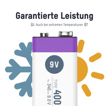 9 Volt Batterie mit Temperaturresistenz