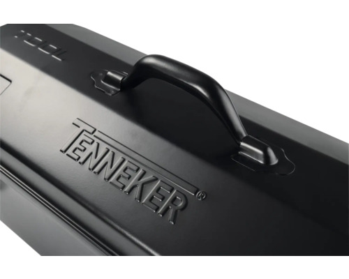 Detailansicht eines Werkzeugkastens mit Tragegriff und Tenneker Logo