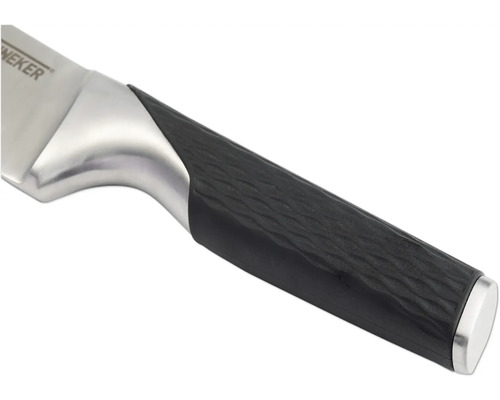 Griff eines Küchenmessers aus Edelstahl und Kunststoff