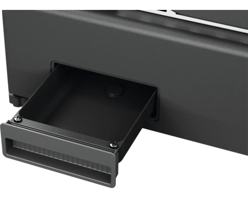 Detailansicht einer schwarzen Schublade