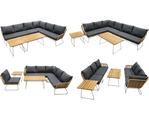 Gartenmöbelset mit Ecksofa, Tisch und Sessel für den Aussenbereich