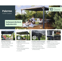 Palermo Gartenpavillons verbessern Ihren Außenbereich mit Hitzeschutz, Langlebigkeit und Wetterbeständigkeit.