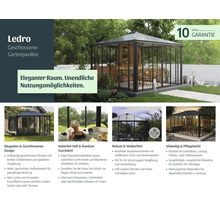 Ledro Gartenpavillon mit geschlossenem Design, Aluminiumrahmen und Polycarbonatplatten für Garten, Terrasse oder als Gartenbüro mit zehn Jahre Garantie