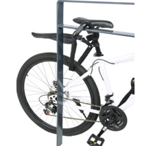 Fahrrad mit Fahrradschloss an einem Fahrradständer