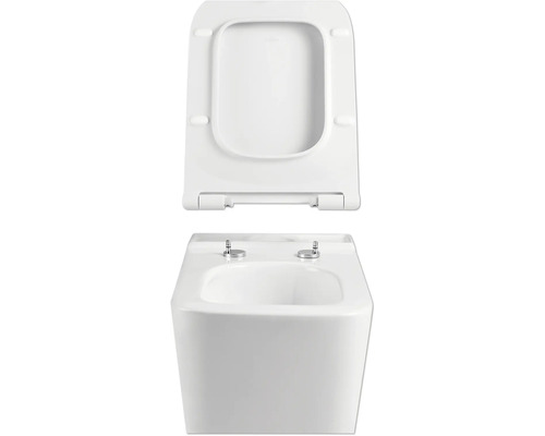 Weißes Wand-Tiefspül-WC mit offenem WC-Sitz