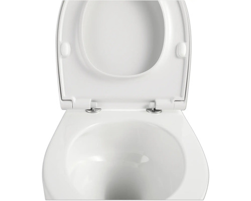 Weisse Toilette mit offenem Deckel für das Badezimmer