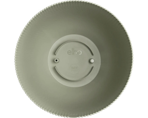 Elho Logo auf einem runden Pflanzgefäßuntersetzer