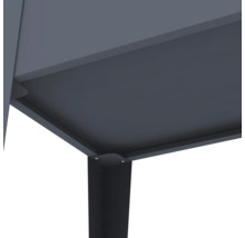 Detailansicht von Tischplatte und Tischbein