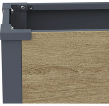 Eckverbinder für Hochbeet mit Holzoptik Paneelen und Metallrahmen