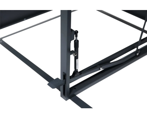 Detailansicht des Untergestells eines Tisches mit Hebemechanismus