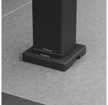 Detailaufnahme der Fußstütze mit Maßangaben