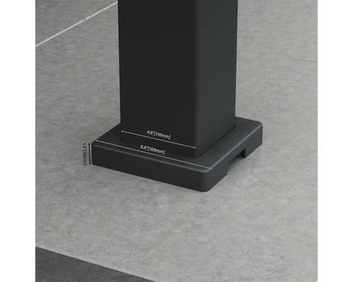 Detailaufnahme der Fußstütze mit Maßangaben