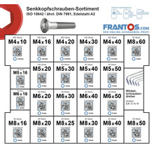 Senkkopfschrauben Sortiment nach ISO 10642 / ähnlich DIN 7991, Edelstahl A2