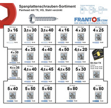 Spanplattenschrauben Sortiment Panhead mit TX Aufnahme und Bit-Set
