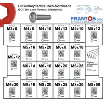 Linsenkopfschrauben Sortiment ISO 7380-2 mit Flansch, Edelstahl A2