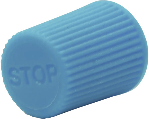 Kunststoffknopf mit der Aufschrift 'STOP'