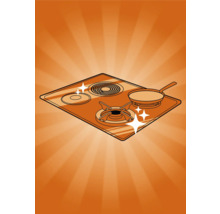 Sauberer Herd mit Kochfeld und Bratpfanne