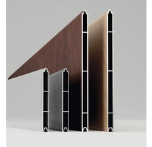 Verschiedene Aluminiumprofile mit Holzdekor