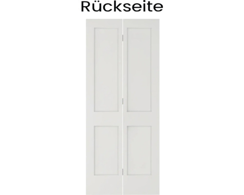 Rückseite einer weißen Innentür mit Füllungen