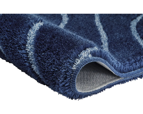 Blau gemusterter Badteppich mit Flor