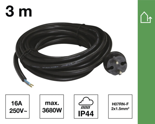 Drei Meter Gummischlauchleitung mit Stecker