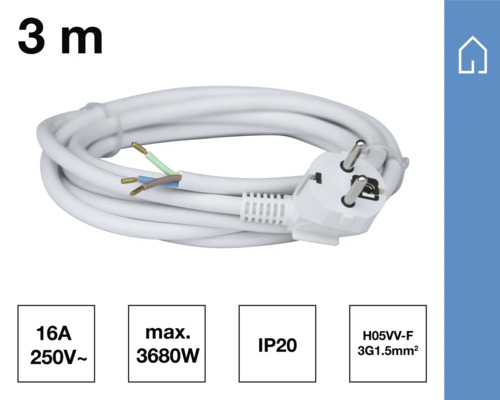 3 Meter lange Anschlussleitung mit Stecker