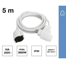 Fünf Meter lange Verlängerungsleitung mit Schutzkontaktstecker und Kupplung