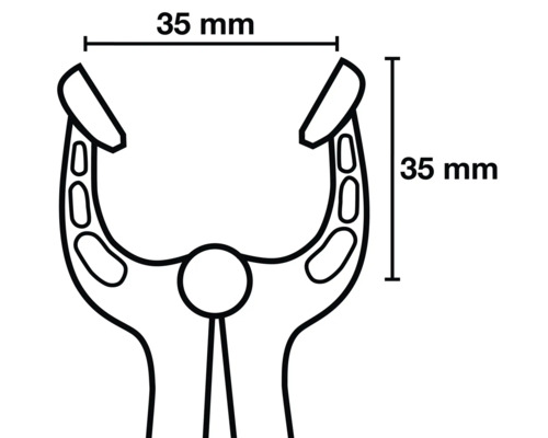 Technische Zeichnung einer Zange mit Maßen 35 mm