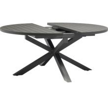 Ausziehbarer runder Gartentisch mit X-förmigem Untergestell