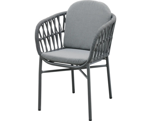 Gartenstuhl mit Seilgeflecht und Sitzkissen