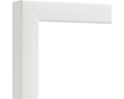 Detailansicht eines weißen Bilderrahmenprofils.