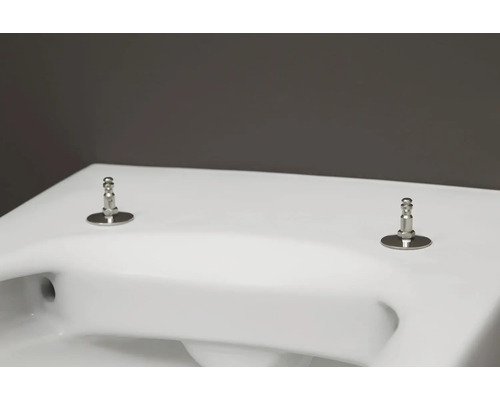 Detailansicht eines WC-Sitzes mit Befestigungsmaterial