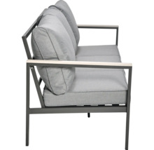 Gartensofa mit Metallrahmen und grauen Polstern