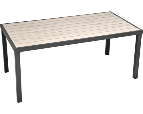 Rechteckiger Gartentisch mit Tischplatte in Holzoptik und Metallgestell