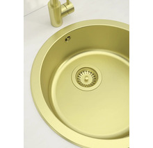Runde Küchenspüle mit Abfluss und Wasserhahn