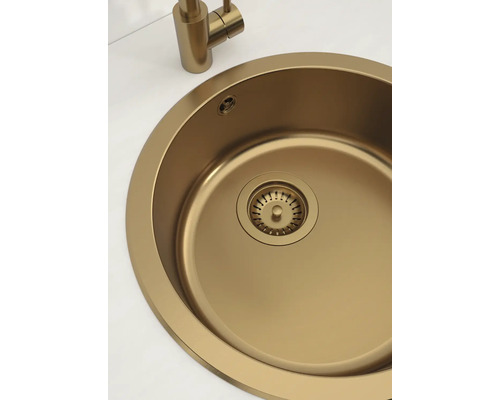Runde Küchenspüle mit Wasserhahn