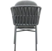 Gartenstuhl mit geflochtenem Design und runder Sitzfläche, Rückansicht