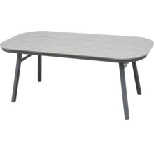 Rechteckiger Gartentisch mit Holzoptik und Metallbeinen