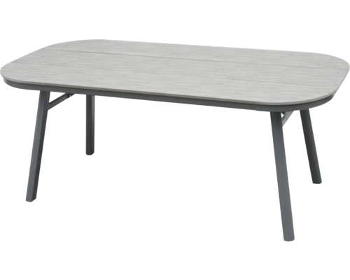 Rechteckiger Gartentisch mit Holzoptik und Metallbeinen