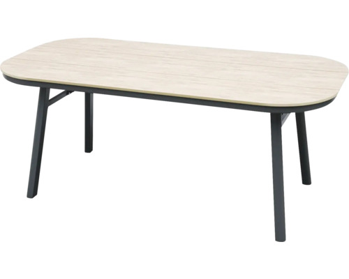 Rechteckiger Gartentisch mit Holzoptik und Metallgestell