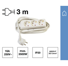 Steckdosenleiste mit drei Steckplätzen und drei Meter Kabel