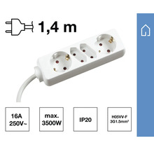 Steckdosenleiste mit drei Steckdosen und 1,4 Meter Kabel