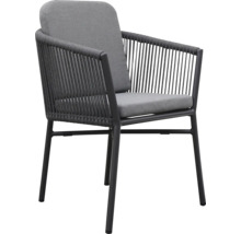 Gartensessel mit Armlehne, Seilbespannung und Sitzkissen