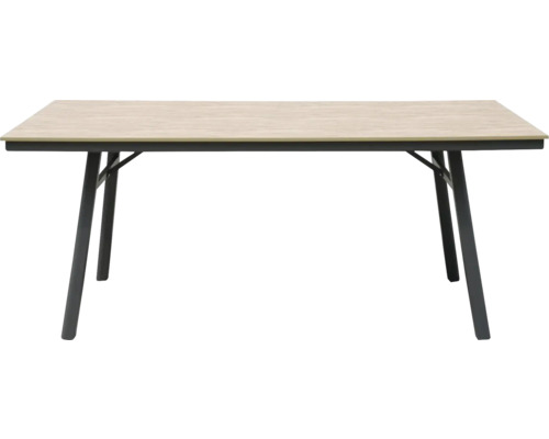 Rechteckiger Tisch mit Metallgestell und Tischplatte