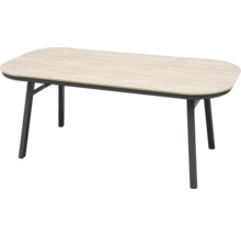 Rechteckiger Gartentisch mit Holzoptik und Metallgestell