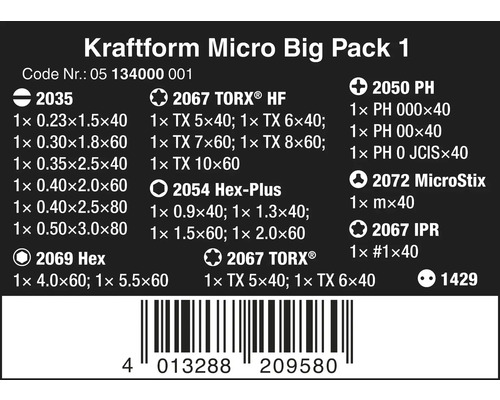 Kraftform Micro Big Pack 1 Schraubendrehersatz